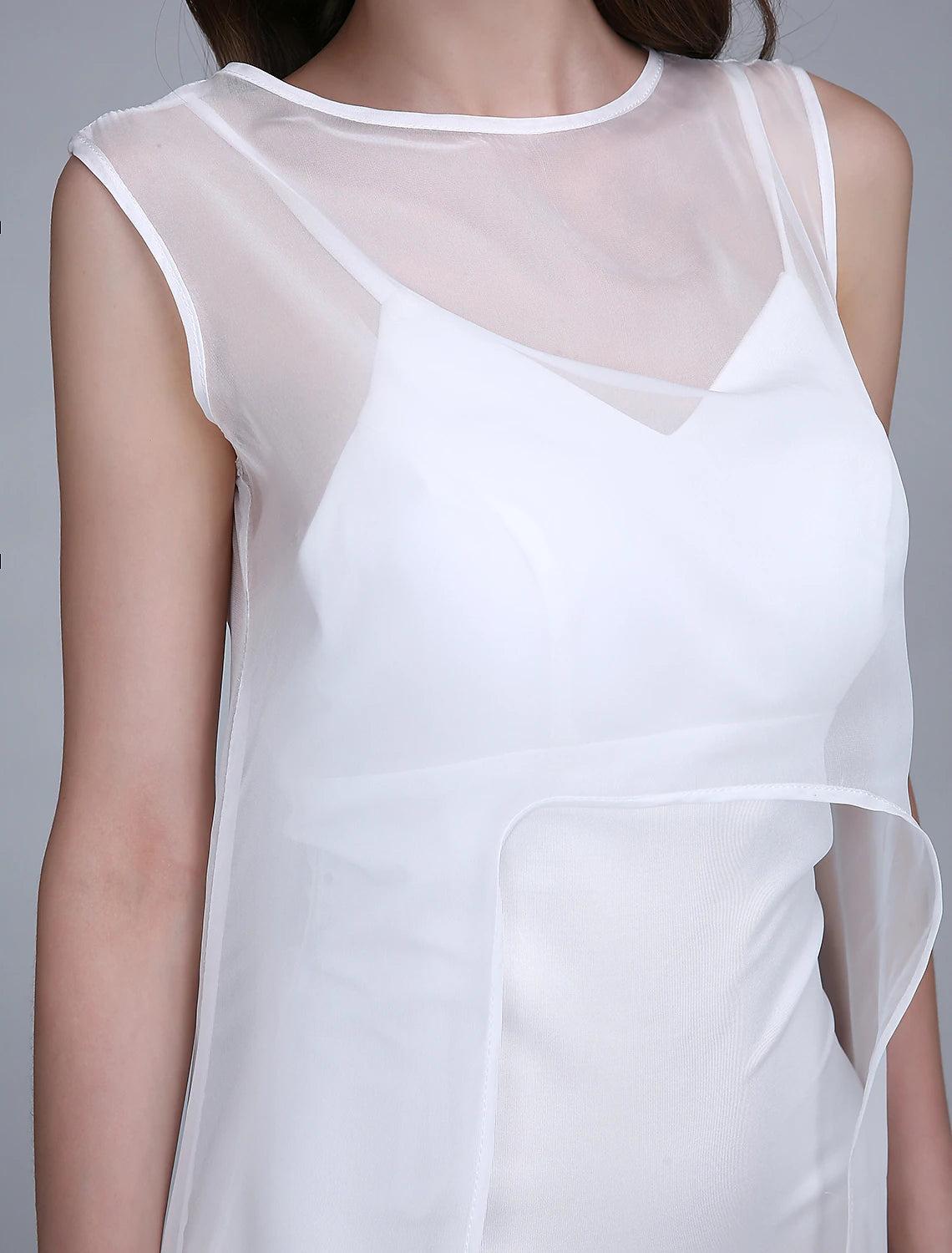 Sheath / Column Bridesmaid Dress Bateau Neck Sleeveless Open Back Ankle Length Chiffon with Split Front