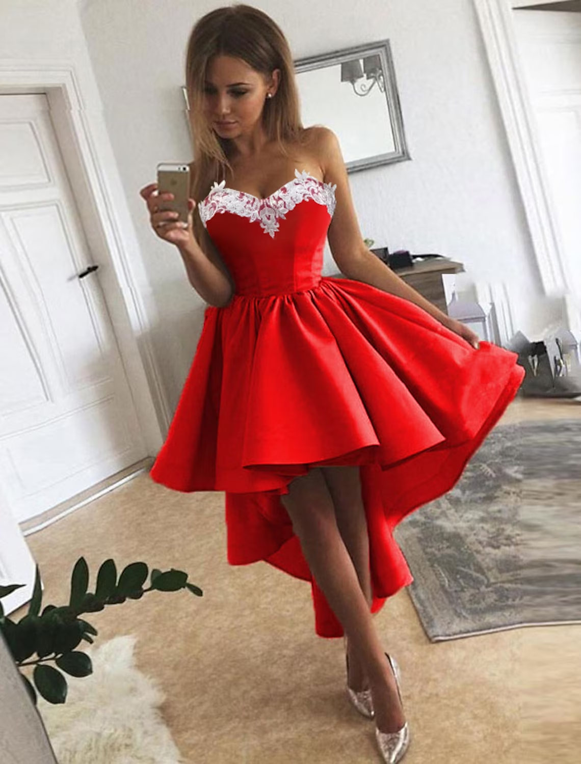 A-Line Cocktail Dresses Minimalist Dress Homecoming Asymmetrical Sleeveless Strapless Satin