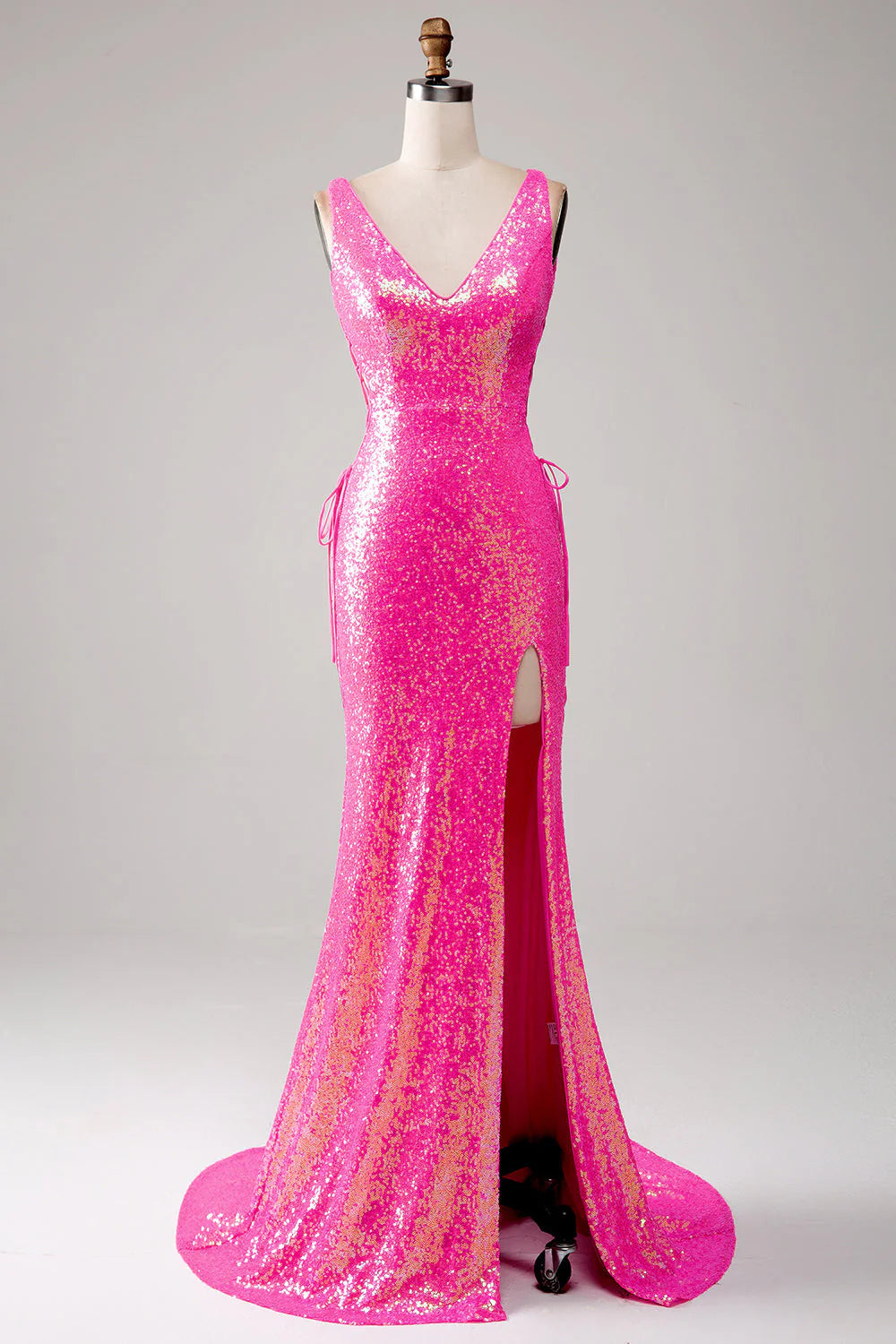 Mermaid Prom Dress with Slit V-neck Sparkly Long Sexy