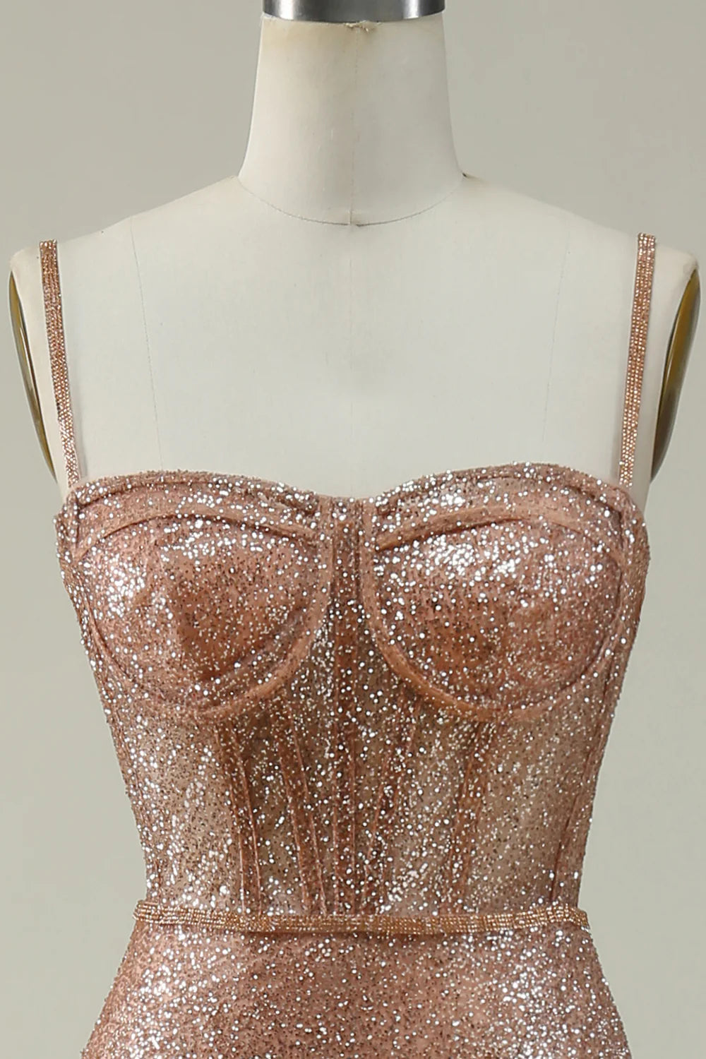 Mermaid Spaghetti Straps Corset Prom Dress Sparkly Long