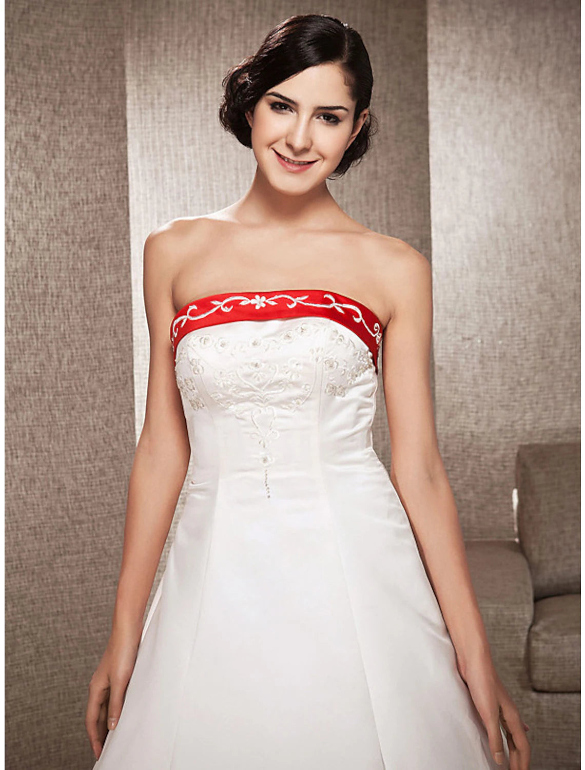 Open Back Wedding Dresses Sweep / Brush Train Ball Gown Strapless Strapless Satin With Embroidery