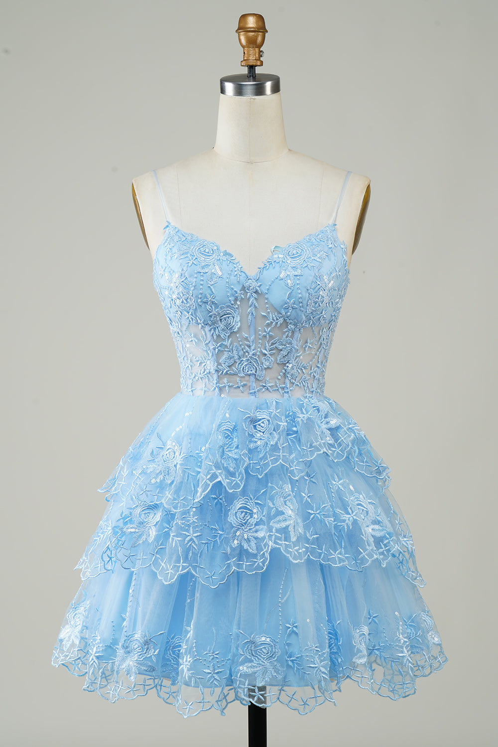 Cute Black A Line Sparkly Sequin Tiered Corset Short Homecoming Dress Beautiful