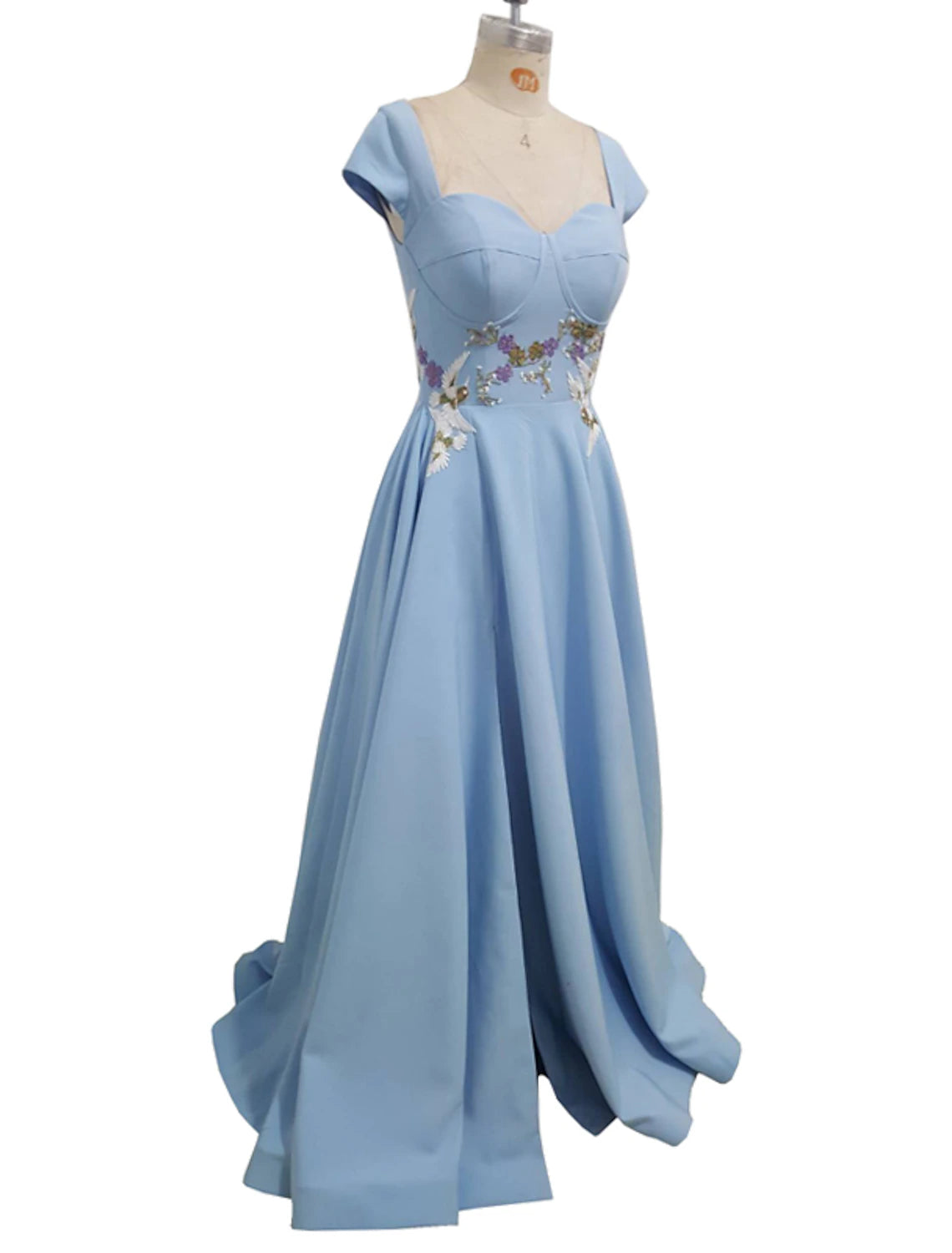 A-Line Evening Gown Elegant Dress Party Wear Floor Length Short Sleeve Sweetheart Stretch Fabric