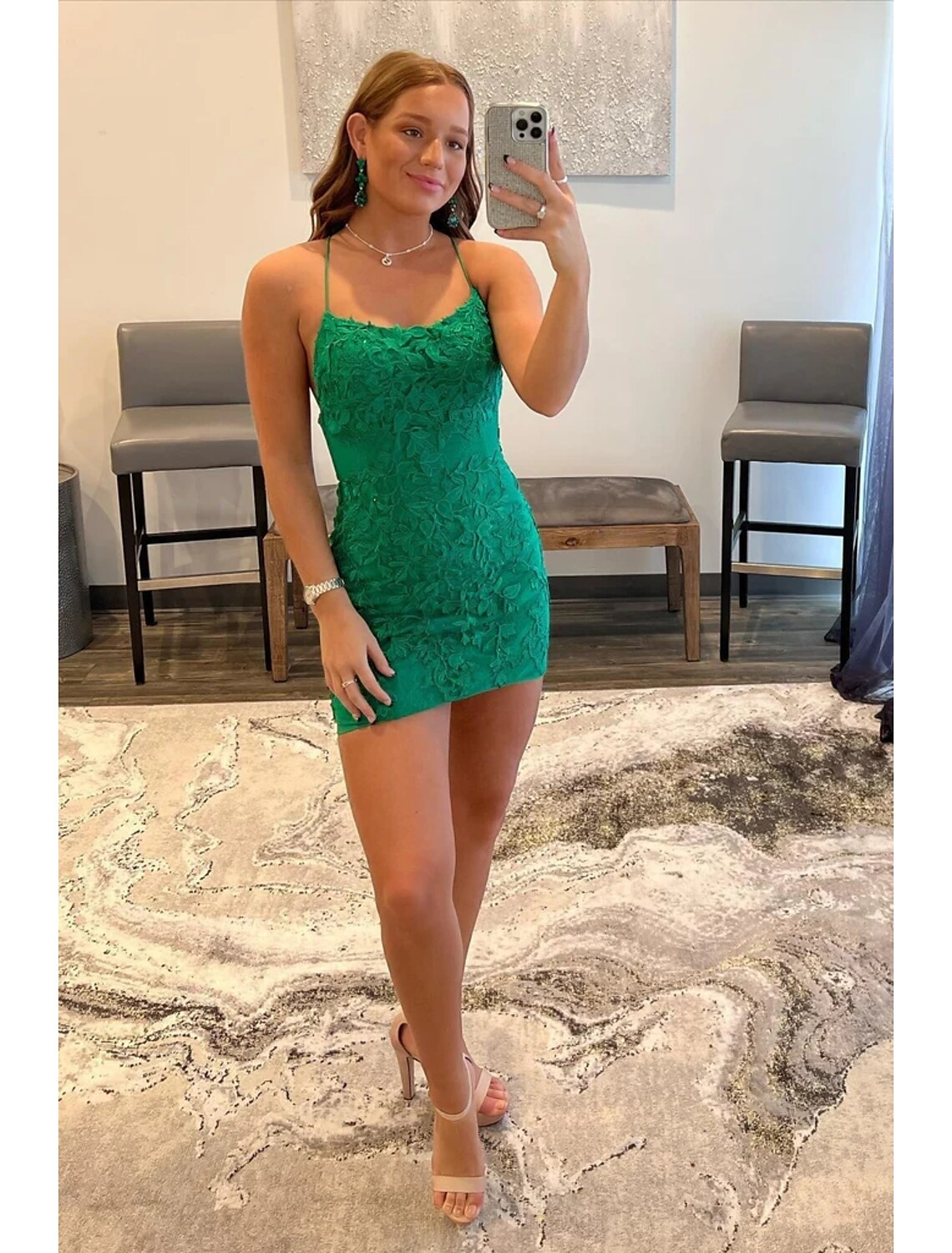 Mermaid / Trumpet Cocktail Dresses Sexy Dress Homecoming Short / Mini Sleeveless Spaghetti Strap Tulle Backless