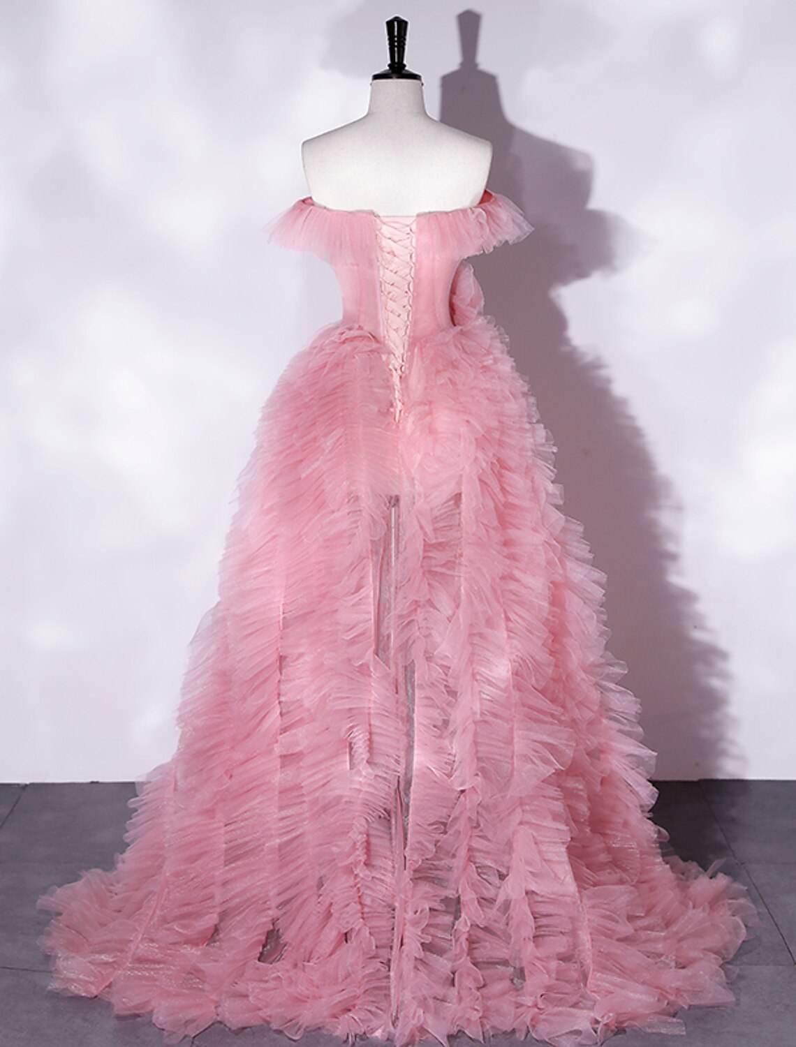 A-Line Prom Dresses Floral Dress Party Wear Asymmetrical Sleeveless Off Shoulder Tulle