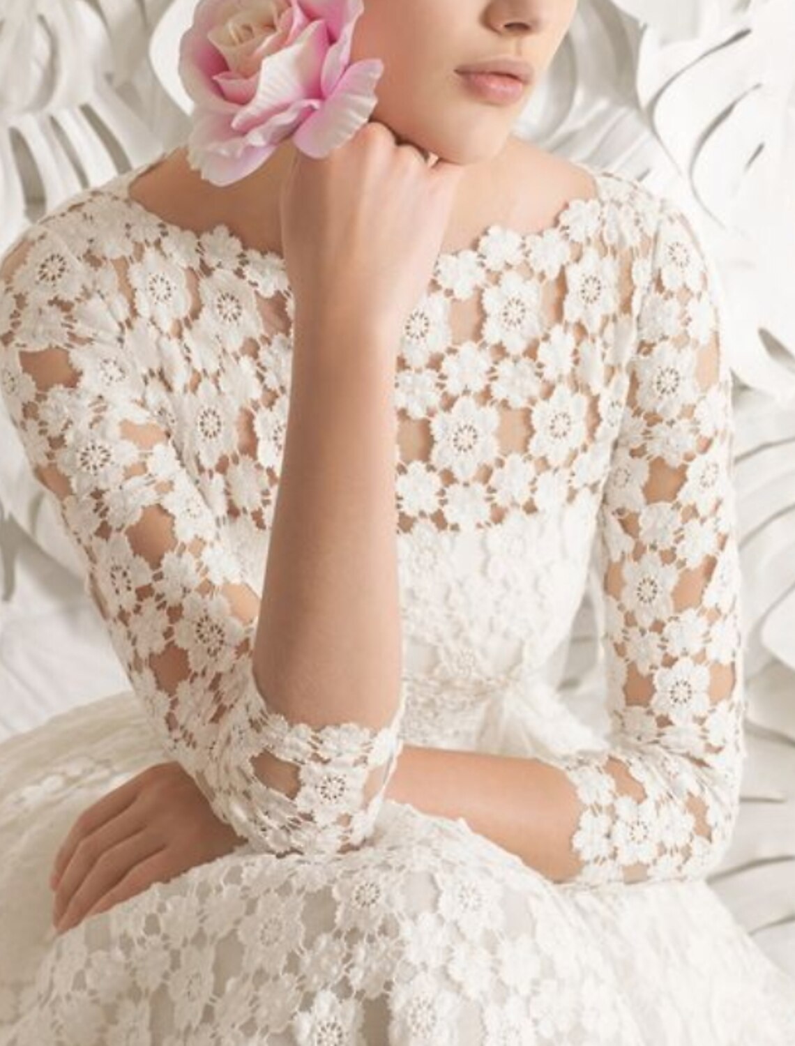 Reception Little White Dresses Wedding Dresses A-Line Scoop Neck 3/4 Length Sleeve Knee Length Lace Bridal Gowns With Sashes / Ribbons