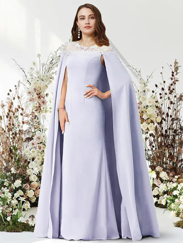Two Piece Sheath / Column Evening Gown Luxurious Dress Party Wear Floor Length Sleeveless Jewel Neck Chiffon