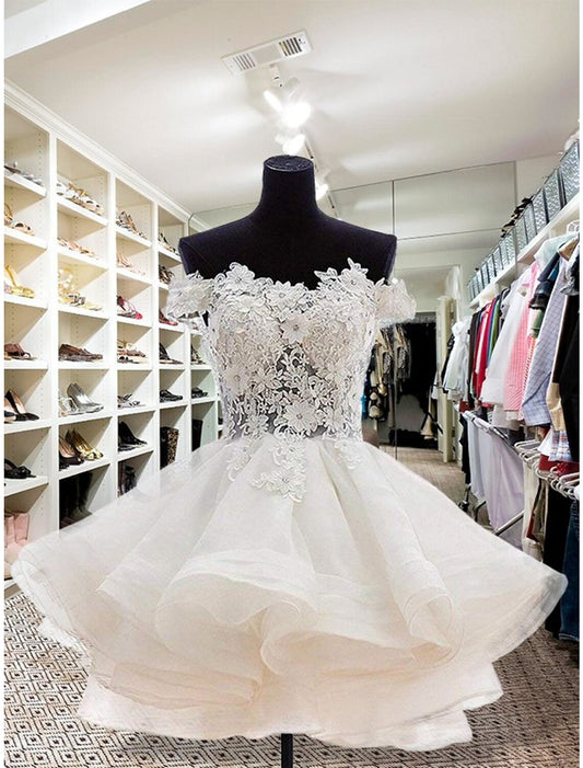 Ball Gown Homecoming Dresses Floral Dress Christmas Short / Mini Sleeveless Strapless Organza with Buttons