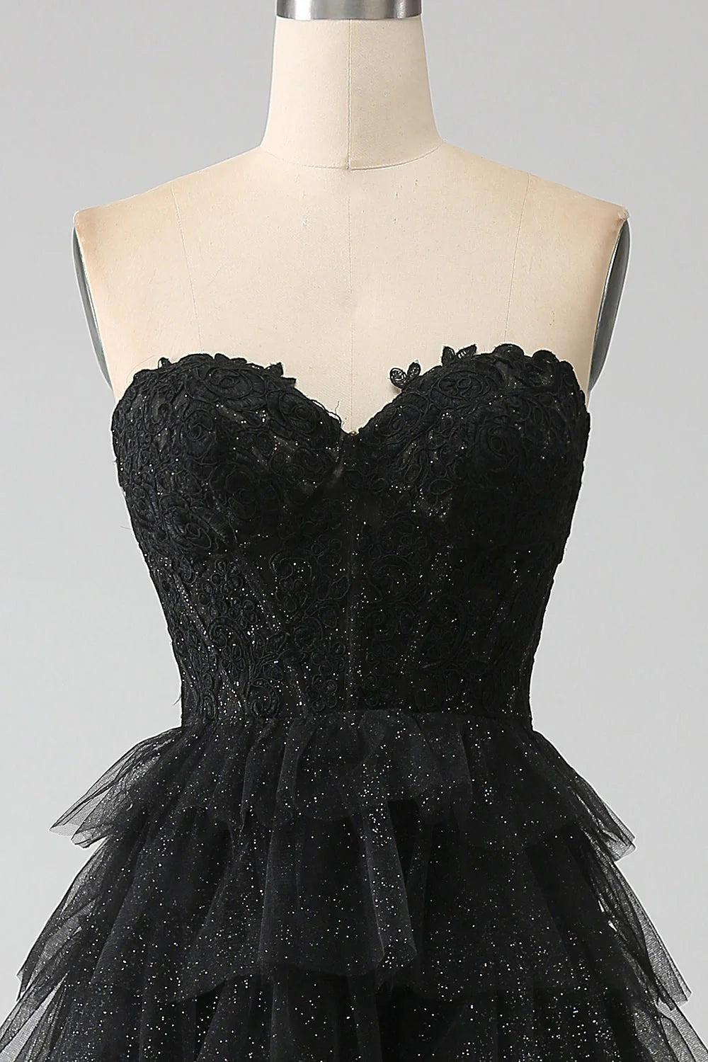 Glitter Corset Prom Dress with Slit Off Shoulder Sparkly Long Black