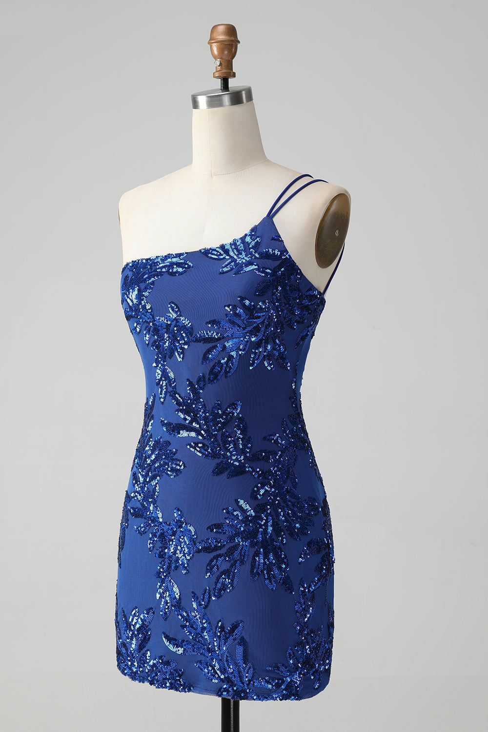 Sparkly Bodycon One Shoulder Sequins Homecoming Dress with Embroidery Beautiful