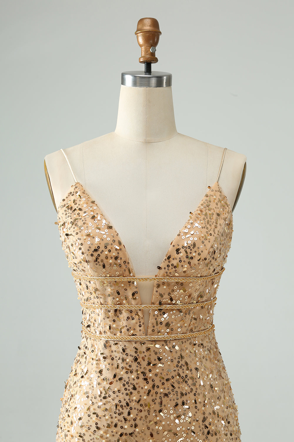 Glitter Bodycon Spaghetti Straps Corset Short Homecoming Dress with Sequins Sparkly
