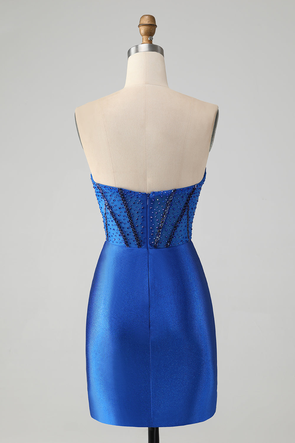 Classy Sparkly Royal Blue Tight Strapless Short Homecoming Dress with Beading Sexy