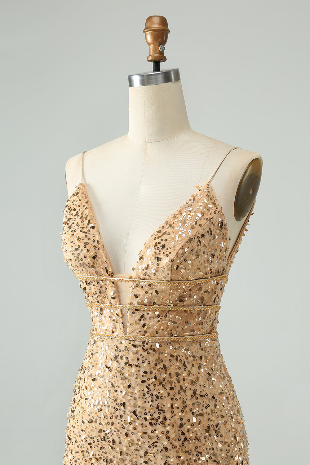 Glitter Bodycon Spaghetti Straps Corset Short Homecoming Dress with Sequins Sparkly