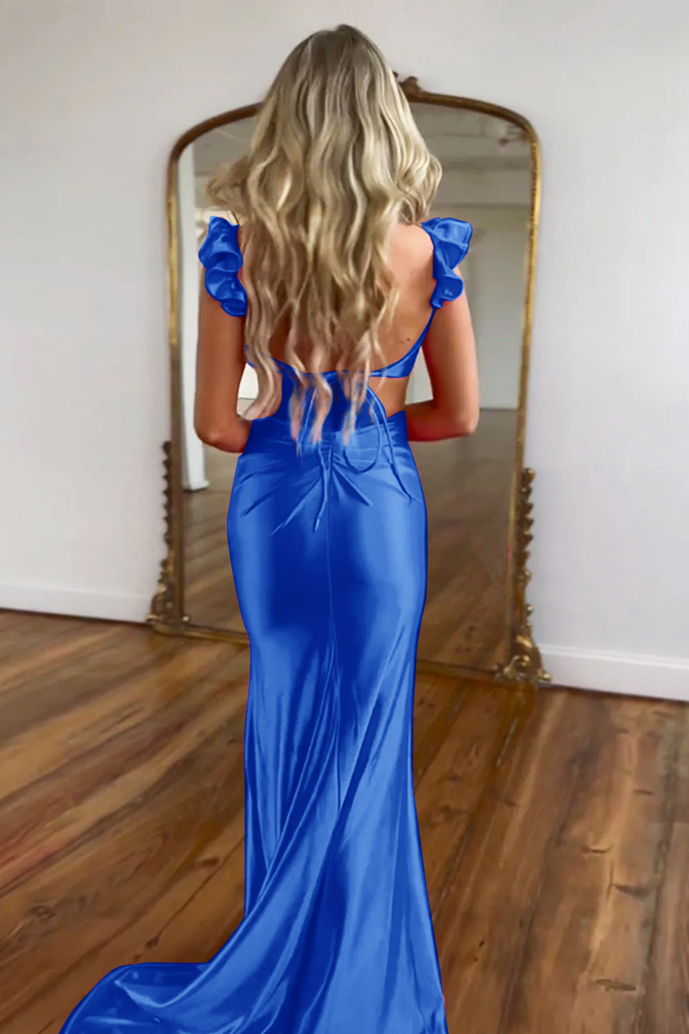Lilac Mermaid Sweetheart Hollow Out Prom Dress With Flowers Sexy Evening Party Dresses