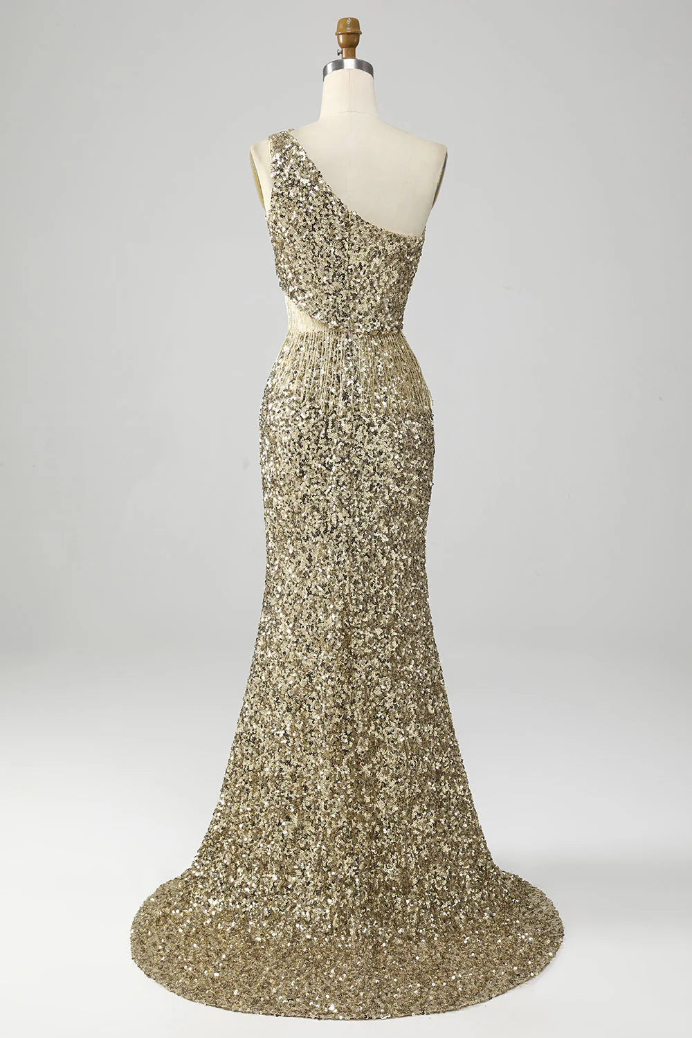 One Shoulder Fringe Sequin Prom Dress With Slit Sparkly Sexy