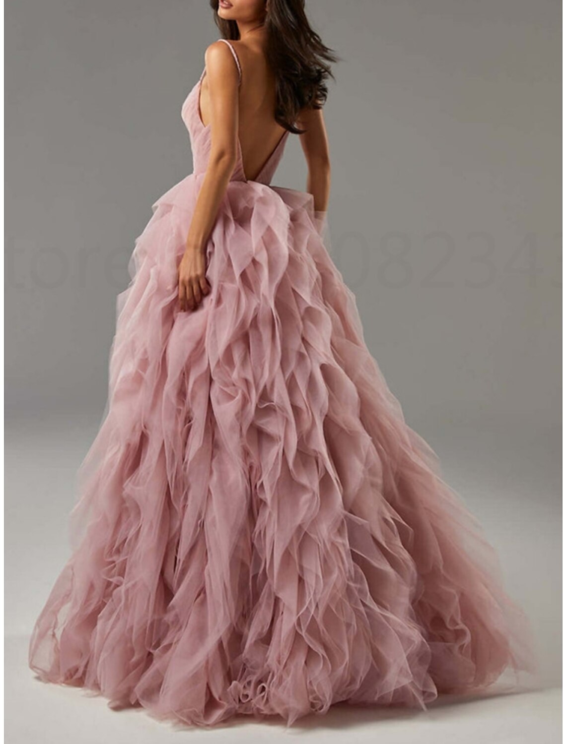 A-Line/Princess Spaghetti Straps Long Prom Dresses Pure Color