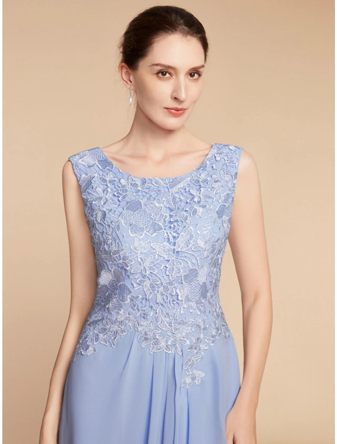 Two Piece Sheath / Column Mother of the Bride Dress Wedding Guest Elegant Petite Scoop Neck Knee Length Chiffon Lace Half Sleeve with Ruching