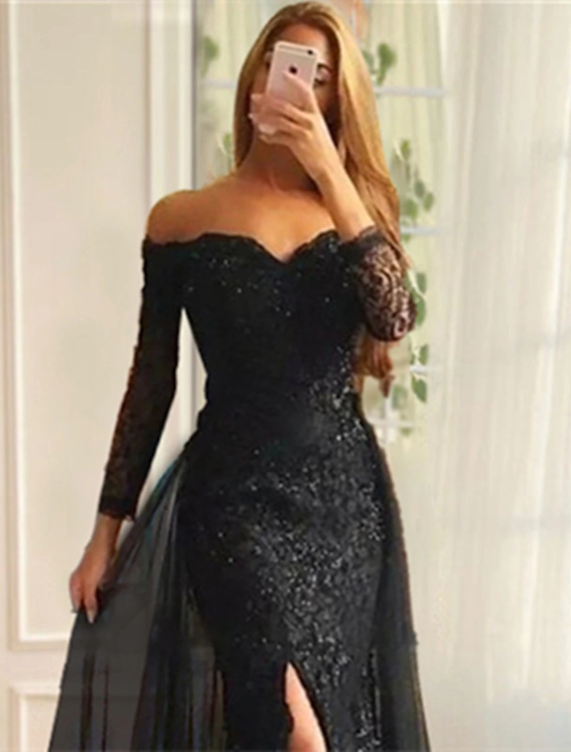 Mermaid Evening Gown Floral Carnival Dress Formal Wedding Sweep / Brush Train Long Sleeve Off Shoulder Fall Wedding Reception Chiffon