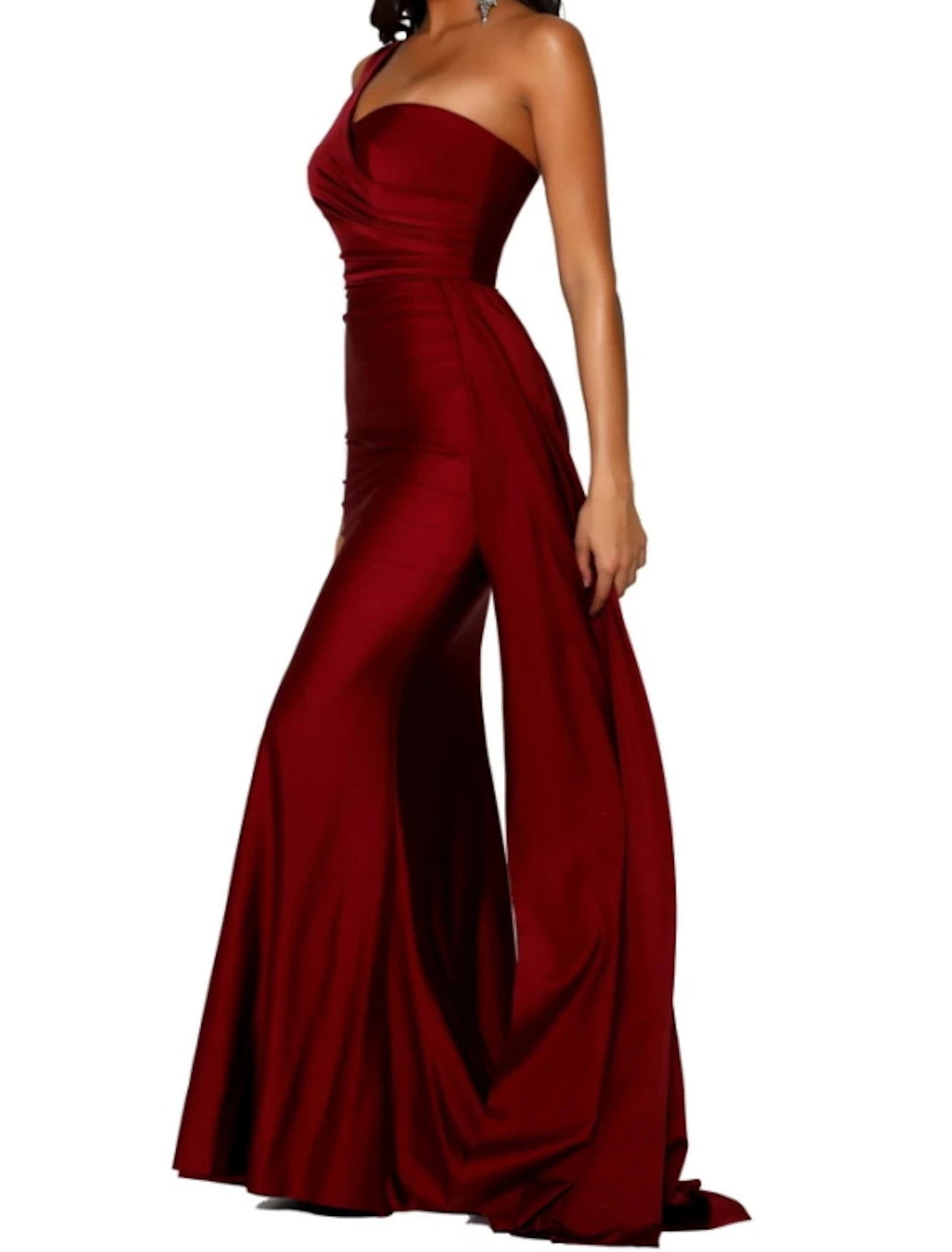 Mermaid / Trumpet Minimalist Sexy Engagement Formal Evening Birthday Dress One Shoulder Sleeveless Sweep / Brush Train Charmeuse