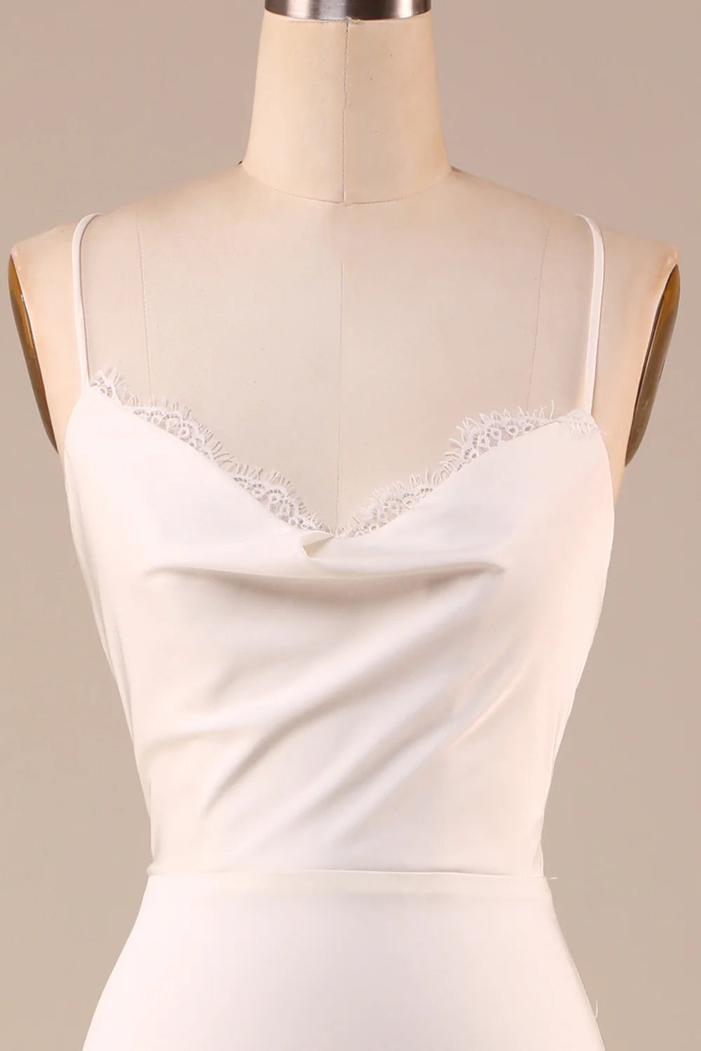 Mermaid Lace-Up Back Long Wedding Dress Pure Color
