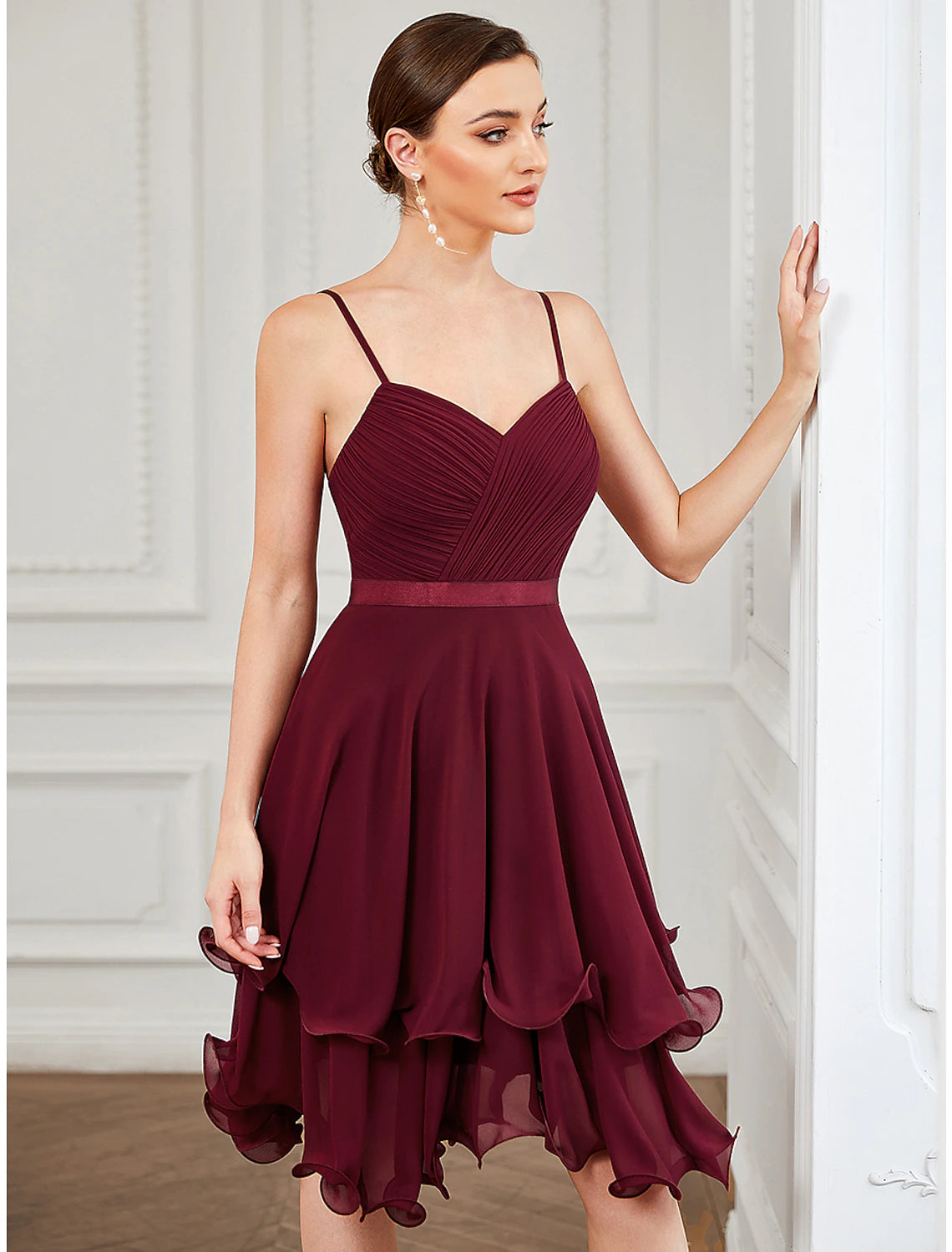 A-Line Homecoming Dresses Elegant Dress Homecoming Short / Mini Sleeveless Sweetheart Chiffon with Pure Color