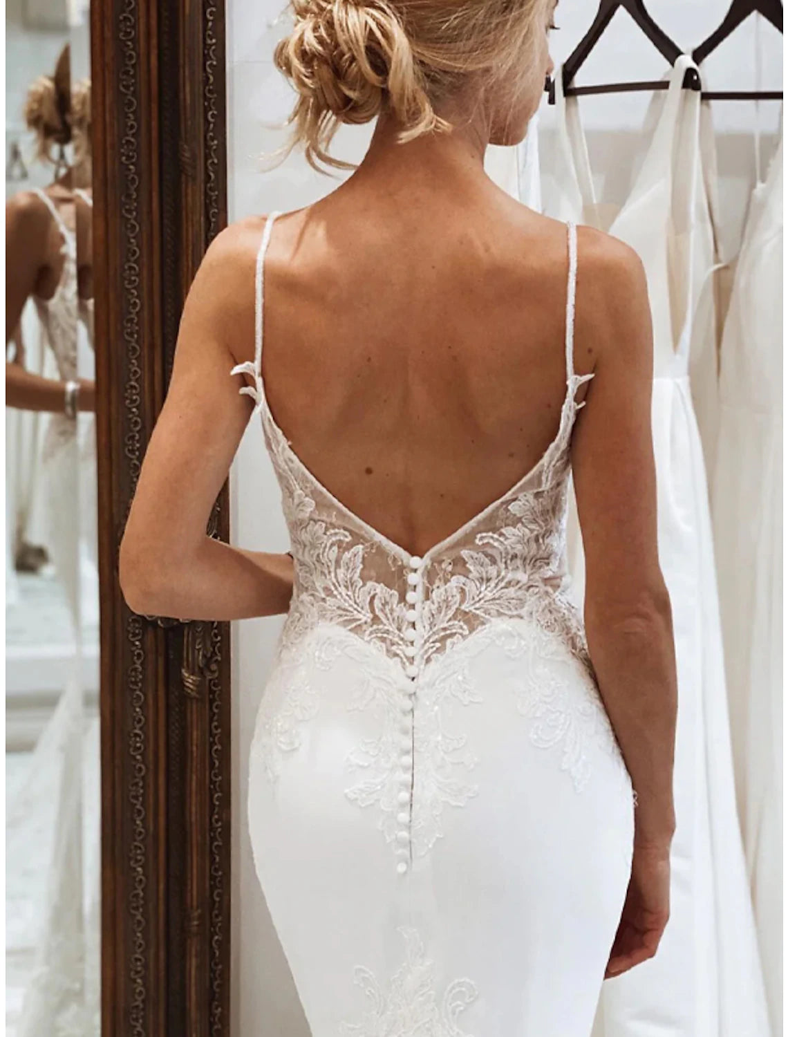 Reception Formal Wedding Dresses Mermaid / Trumpet Camisole Sleeveless Court Train Tulle Bridal Suits Bridal Gowns