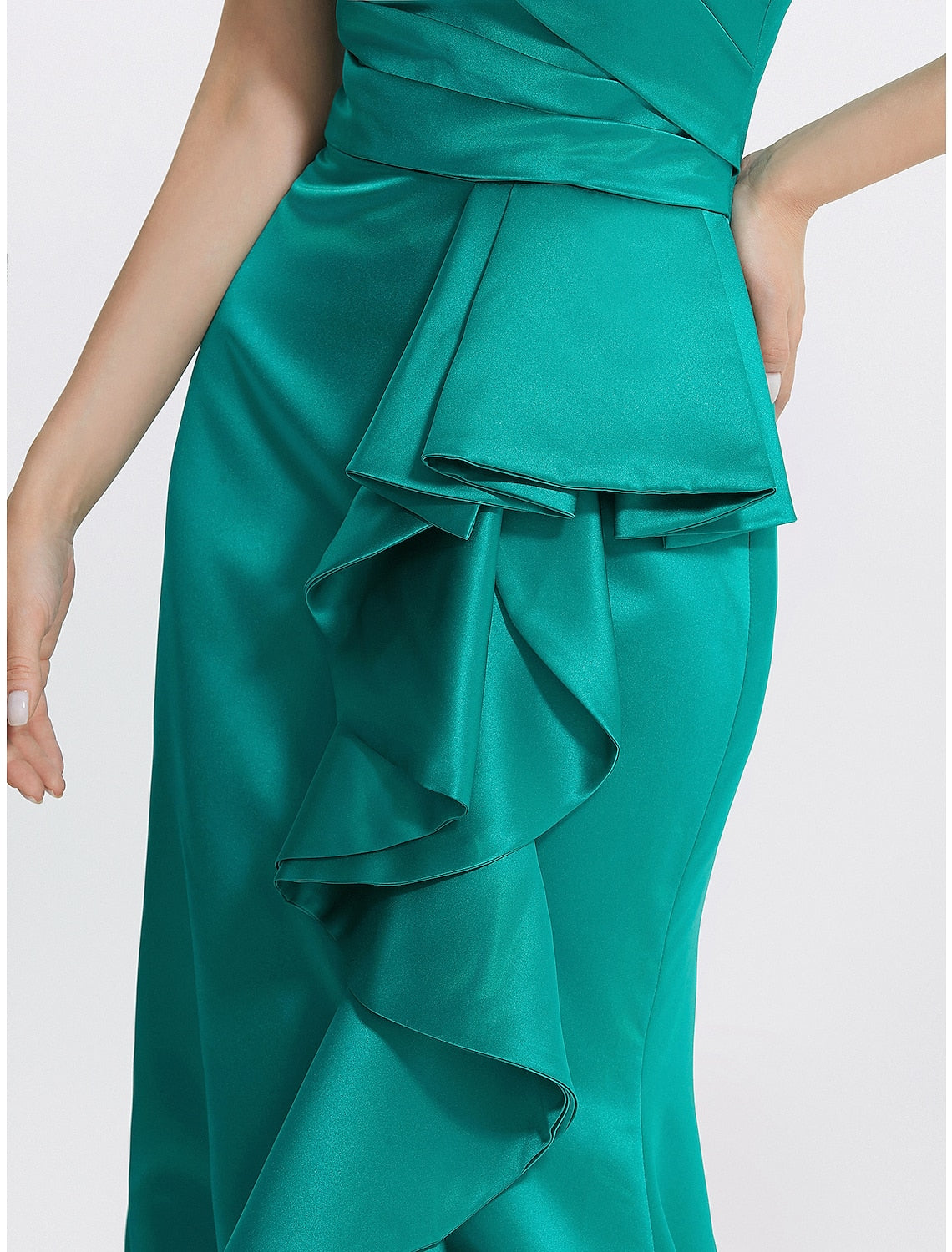 Sheath / Column Evening Gown Elegant Dress Formal Floor Length Sleeveless Off Shoulder Satin