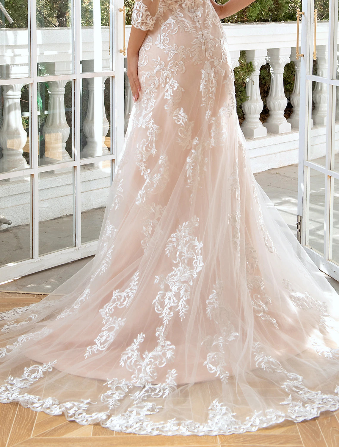 Engagement Formal Wedding Dresses Mermaid / Trumpet Sweetheart Long Sleeve Sweep / Brush Train Lace Bridal Gowns