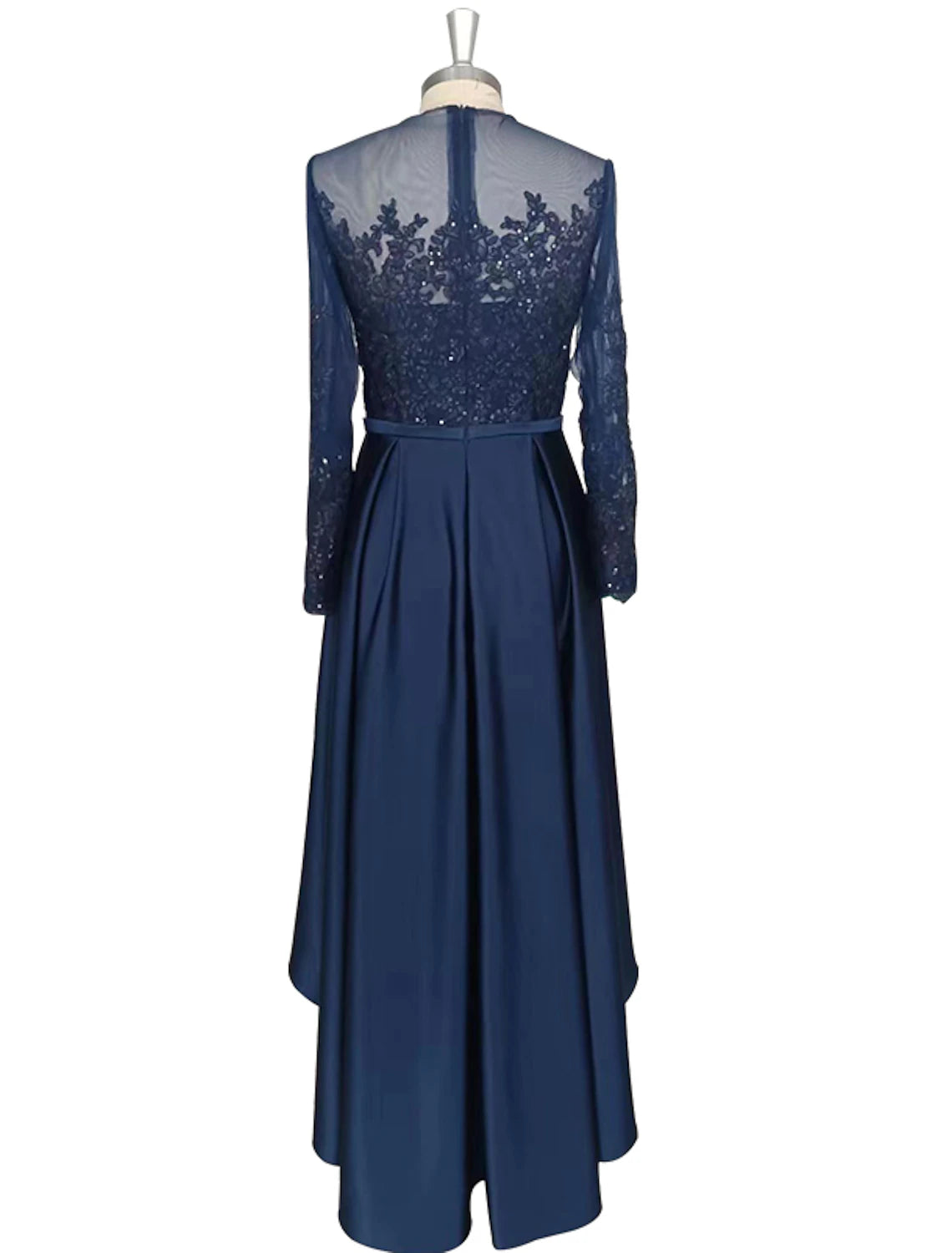 A-Line Cocktail Dresses Elegant Dress Wedding Guest Party Wear Asymmetrical Long Sleeve Jewel Neck Satin with Crystals