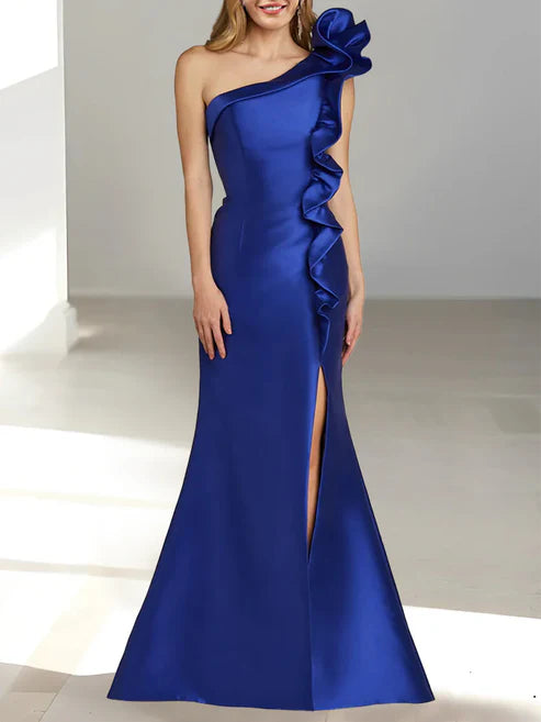 Mermaid One-Shoulder Sleeveless Split Side Mother Of The Bride Dresses Evening Dress