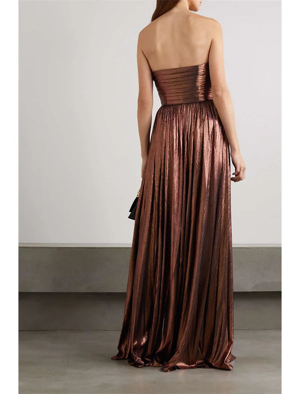 Mermaid / Trumpet Evening Gown Sexy Dress Cocktail Party Wedding Reception Floor Length Sleeveless Strapless Polyester with Slit
