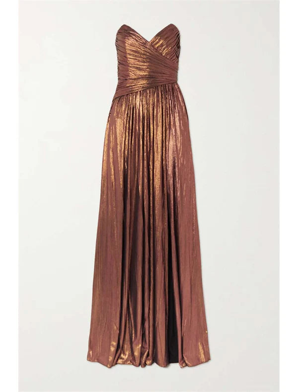 Mermaid / Trumpet Evening Gown Sexy Dress Cocktail Party Wedding Reception Floor Length Sleeveless Strapless Polyester with Slit