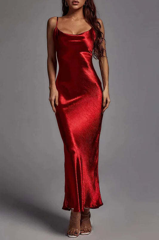 Elegant solid color backless suspender dress for evening dress Sexy Party Dress