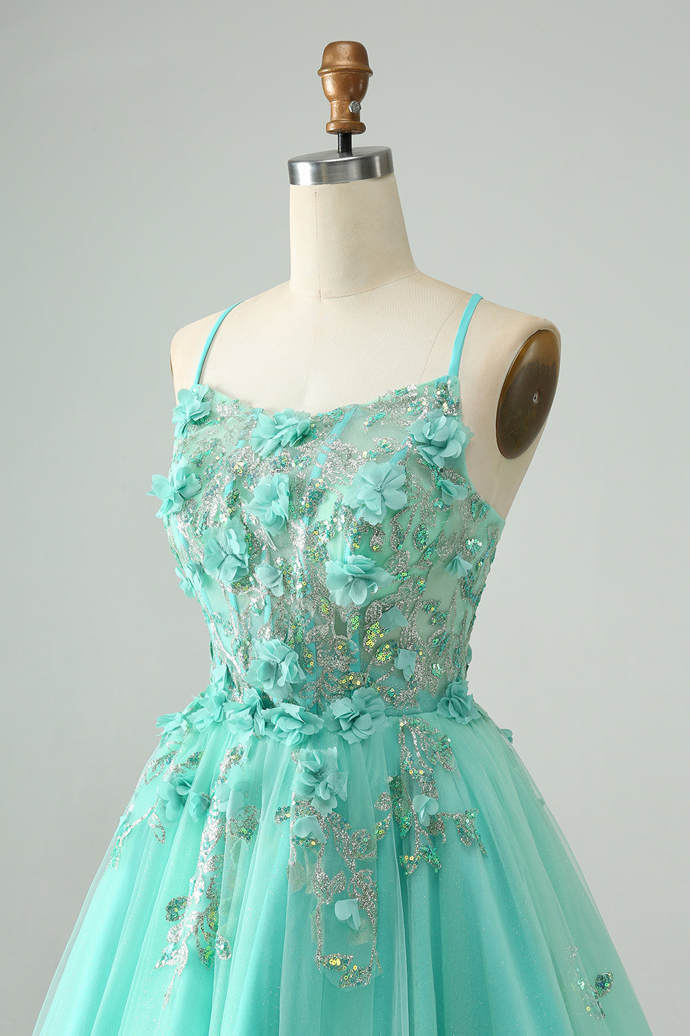 Cute A Line Spaghetti Straps Corset Short Homecoming Dress with Appliques Beautiful