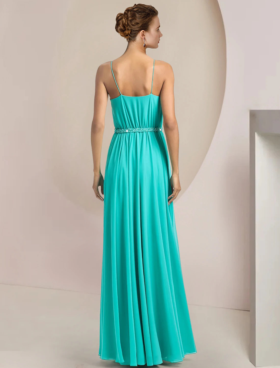 Two Piece Jumpsuits Jumpsuit / Pantsuit Mother of the Bride Dress Formal Wedding Guest Elegant Scoop Neck Tea Length Chiffon Sleeveless with Beading