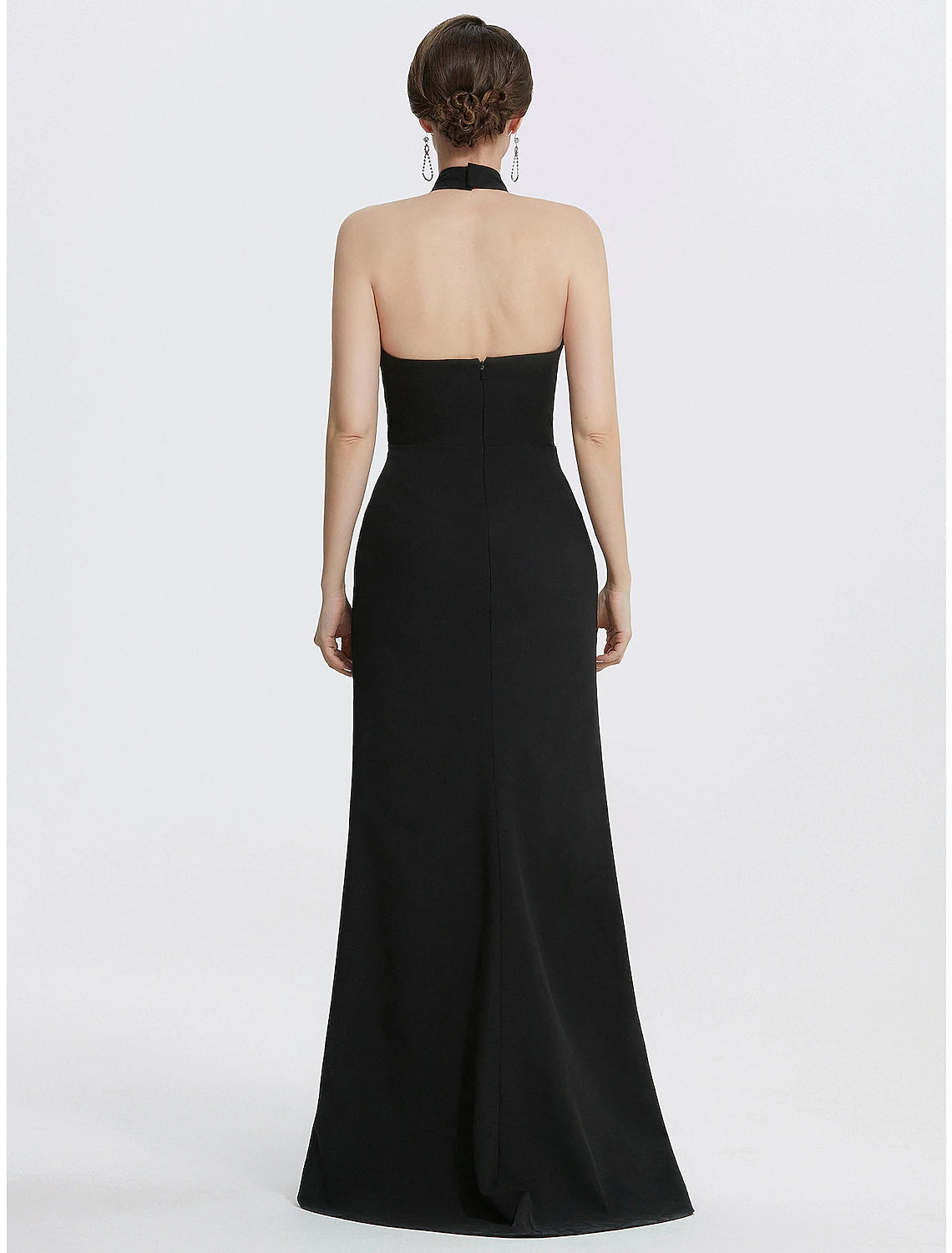 Sheath / Column Evening Gown Black Dress Dress Wedding Guest Prom Floor Length Sleeveless Halter Neck Stretch Fabric