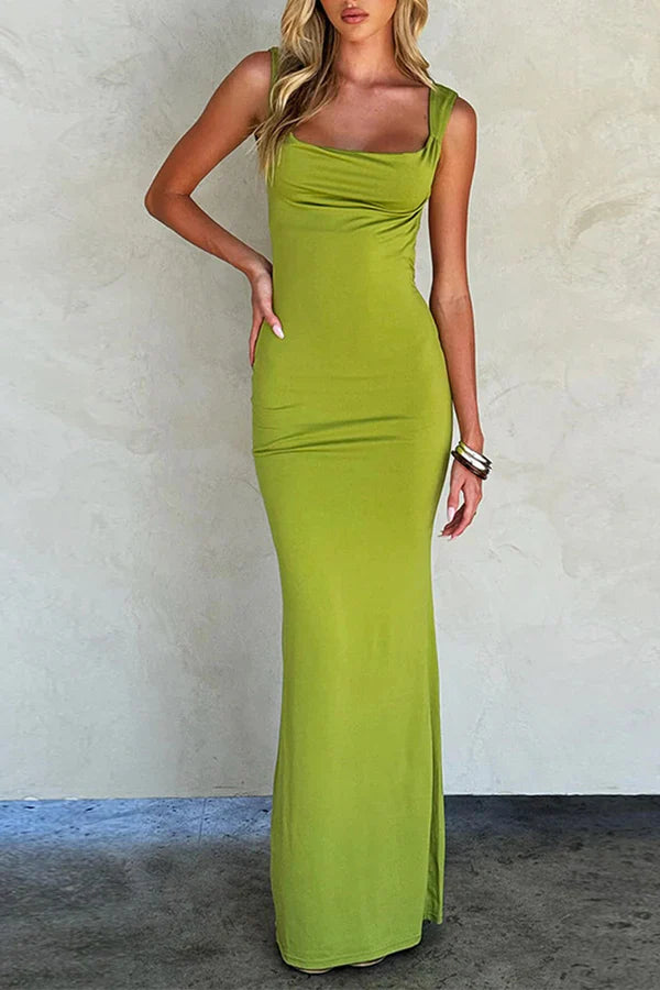Sexy solid color backless V-neck one step dress evening dress Party Dress