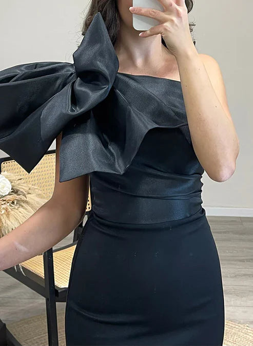 Sheath One Shoulder Satin Mother Of The Bride Dresses Evening Dress With Slit