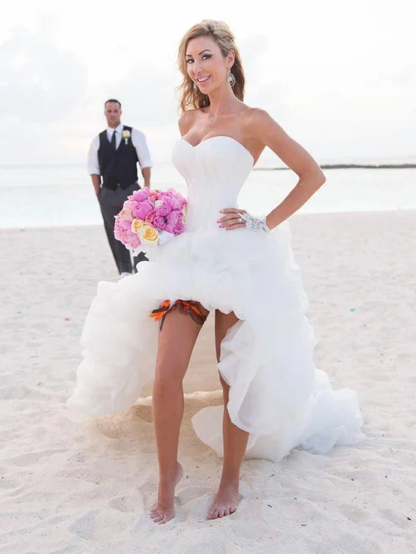 A-Line/Princess Sweetheart Asymmetrical Sleeveless Organza Wedding Dresses Sexy