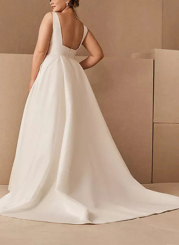A-line/Princess V-neck Large Pocket Wedding Dress Plus Size Sexy