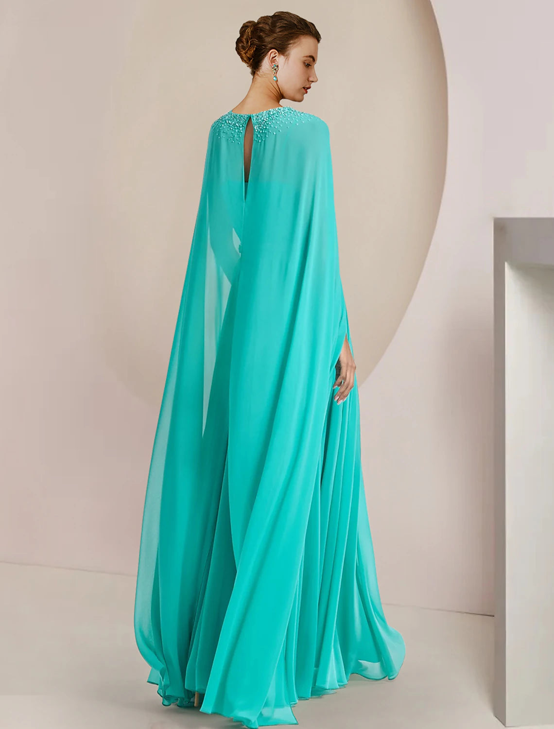 Two Piece Jumpsuits Jumpsuit / Pantsuit Mother of the Bride Dress Formal Wedding Guest Elegant Scoop Neck Tea Length Chiffon Sleeveless with Beading