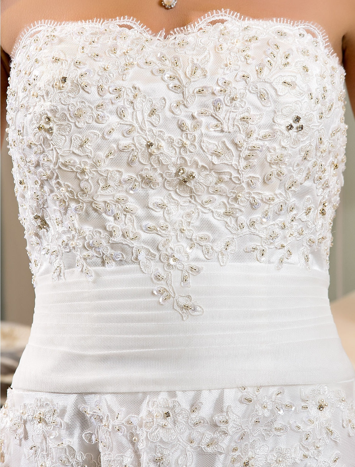 Reception Little White Dresses Wedding Dresses A-Line Sweetheart Strapless Asymmetrical Lace Bridal Gowns With Appliques