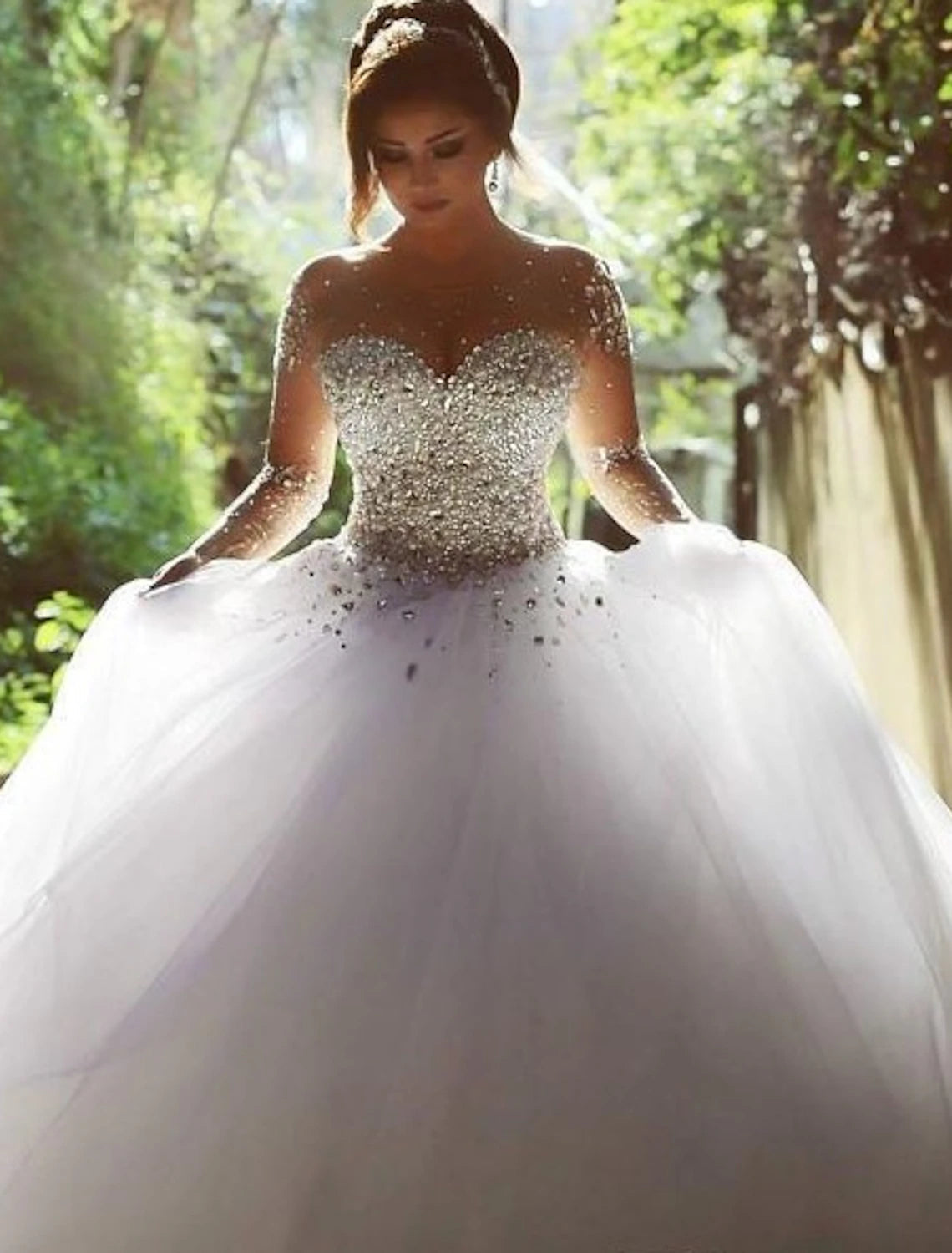 Engagement Sparkle & Shine Formal Wedding Dresses Ball Gown Sweetheart Strapless Court Train Satin Bridal Gowns With Crystals