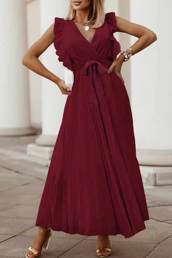 Casual solid color split V-neck cake dress evening dress Party Dress