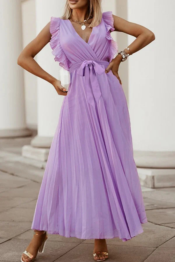 Casual solid color split V-neck cake dress evening dress Party Dress