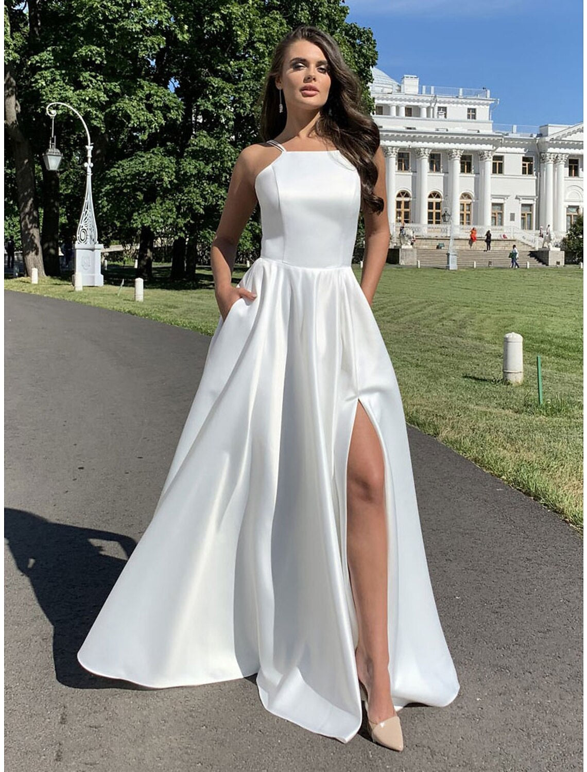 Mermaid / Trumpet Evening Gown Elegant Dress Wedding Guest Floor Length Sleeveless Spaghetti Strap Jersey Crisscross Back
