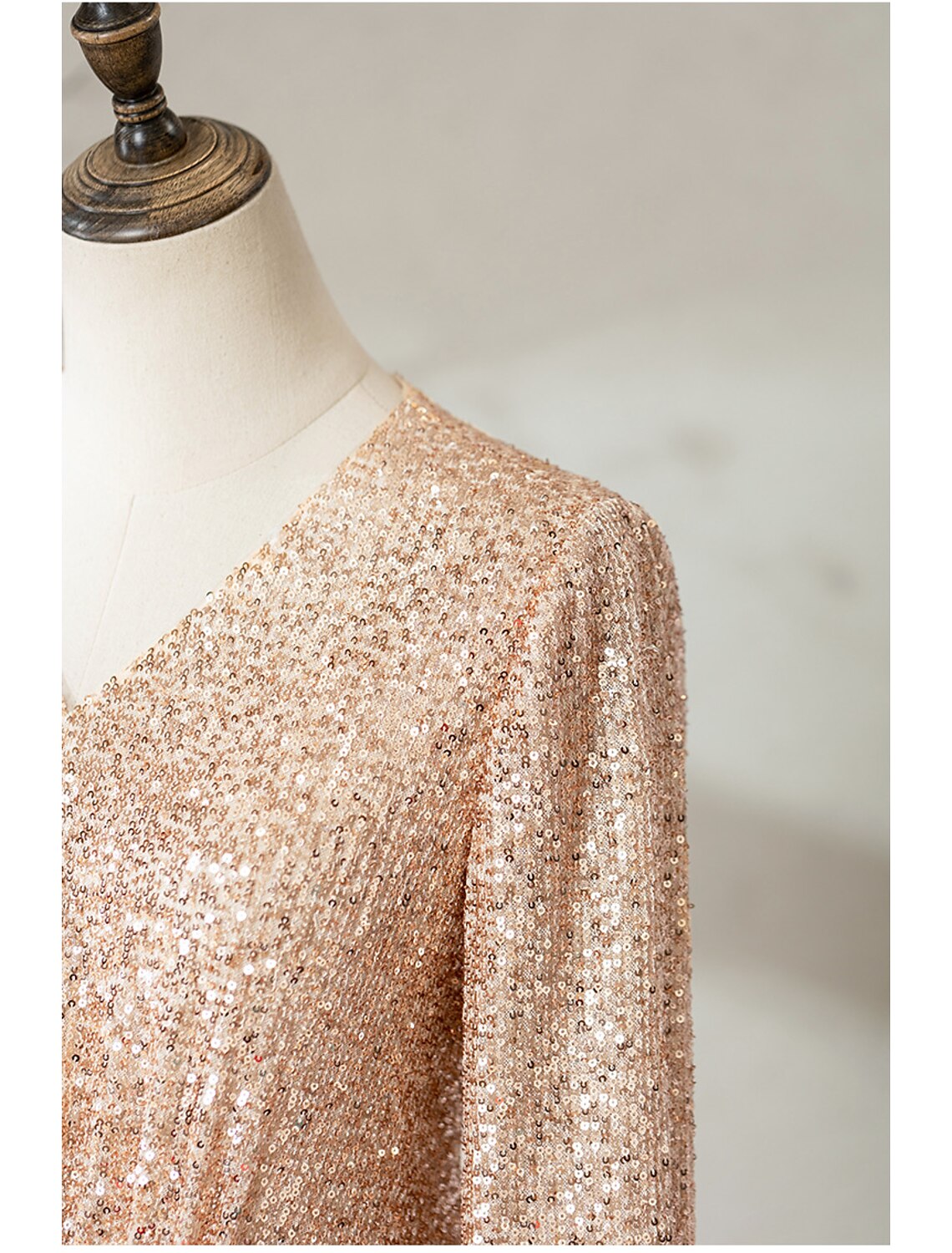 Sheath / Column Cocktail Dresses Sparkle & Shine Dress Wedding Party Floor Length Half Sleeve V Neck Sequined with Sequin