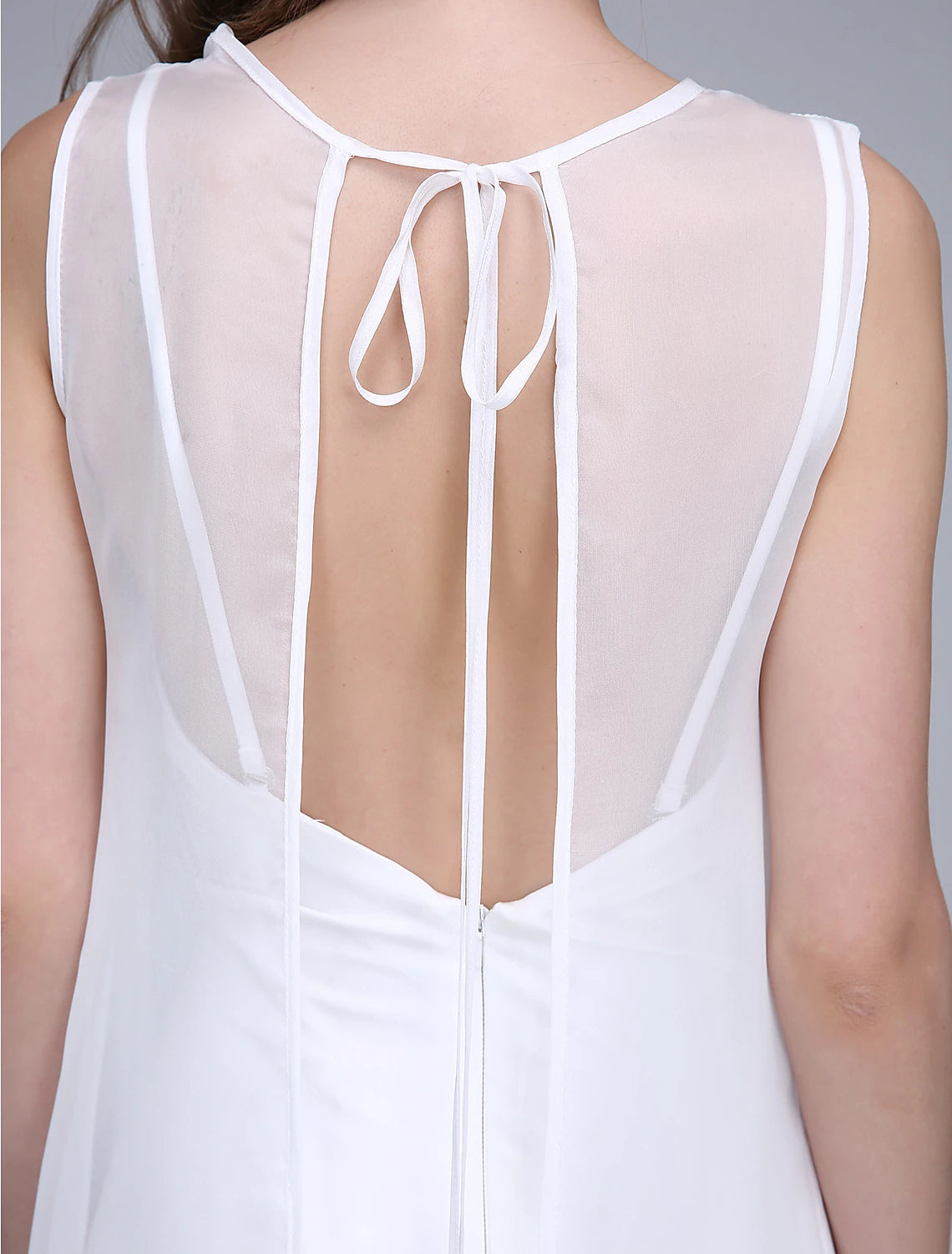 Sheath / Column Bridesmaid Dress Bateau Neck Sleeveless Open Back Ankle Length Chiffon with Split Front