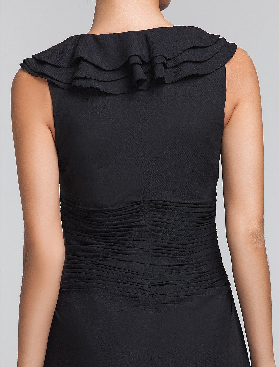 Sheath / Column Square Neck Floor Length Chiffon Bridesmaid Dress