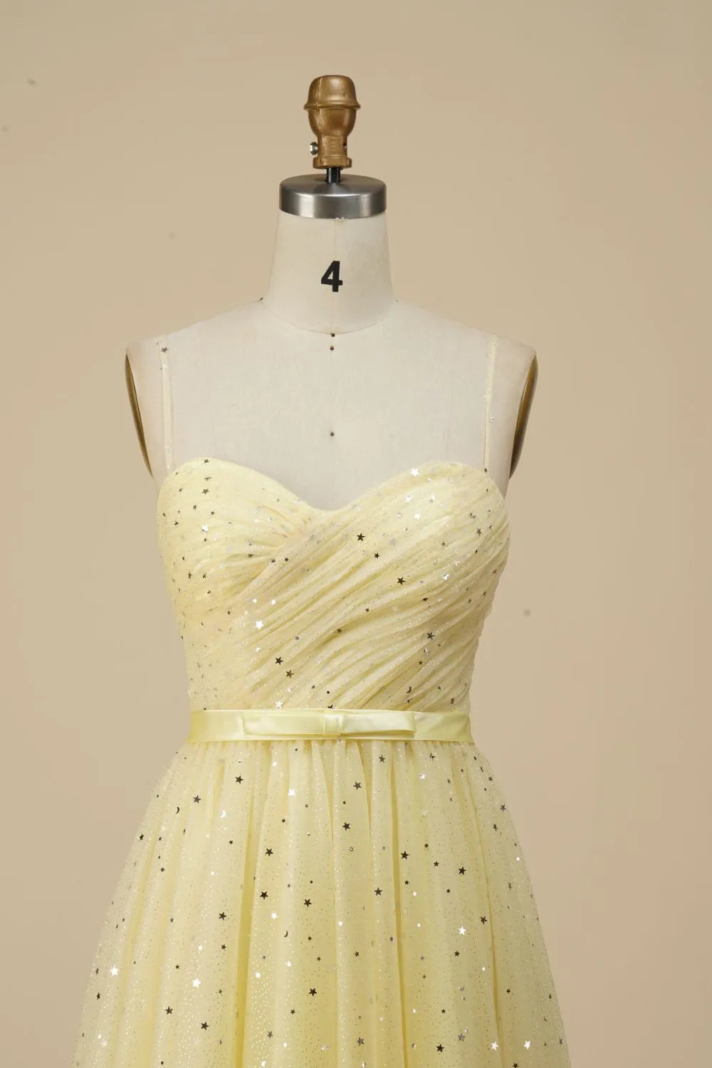 A-line Spaghetti Straps Party Dress With Belt Off Shoulder Sparkly